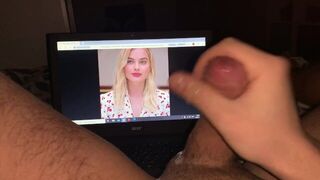 Masturbation on Margot Robbie face and get cum - porn video