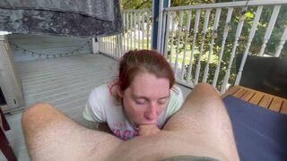 Neighbors wife sneaks over to suck my cock while her husband cuts the grass sloppy deepthroat bj - porn video