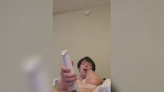 Wet japan slut loves big dildo in her vagina - porn video