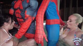 COSPLAY WHORES FUCK BBC IN THE HOT TUB - porn video