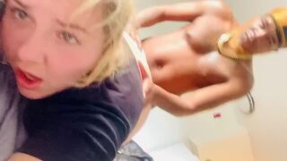 Daddy fills up my fat white booti with cream while staring into my sky blue eyes - porn video